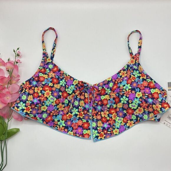 Women’s Junior's Floral Hanky Tank Top Bikini Swimsuit Bathing Suit Size L 11-13 - Picture 1 of 8